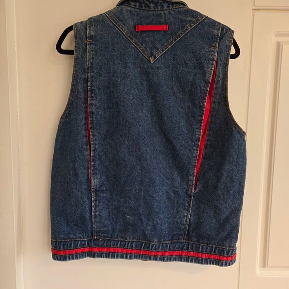 Vintage Denim Utility Vest – Red Lining, Snap Buttons - Picture 7 of 12
